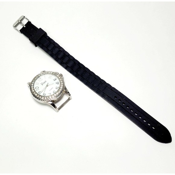 Vivani Womens Watch Rhinestone Crystal Face Rubber Band New Battery Works Great! - Picture 7 of 12